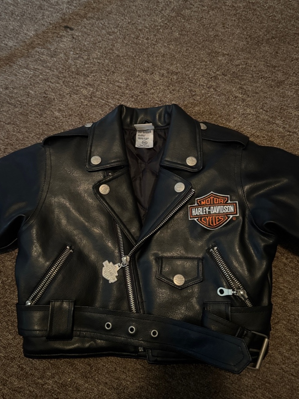Harley-Davidson Black Kids Faux Leather Moto Jacket with Patch